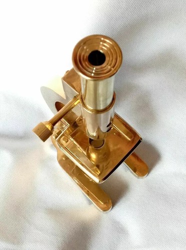 Antique Vintage Solid Brass Microscope Student Microscope 7 Inches Shiny Brass - Picture 7 of 8