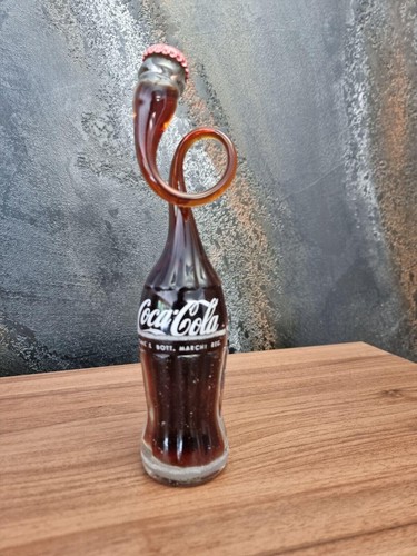 Coca Cola Flasche erwärmt gezogen - Vintage - Kunstvoll gebogen 1996 Murano Glas - Bild 2 von 8