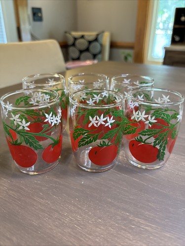 Vintage 6 Swanky Swig Tomato Vine Glasses - Picture 1 of 9