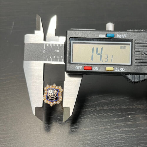 Theta Delta Chi Fraternity Pin Badge 10k Solid Gold Enamel W Pearls & Diamonds - Picture 5 of 5