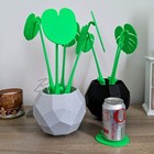 Monstera Leaf Coasters (Set of 4) - Eco-Friendly, 3D Printed with Magnetic Stems