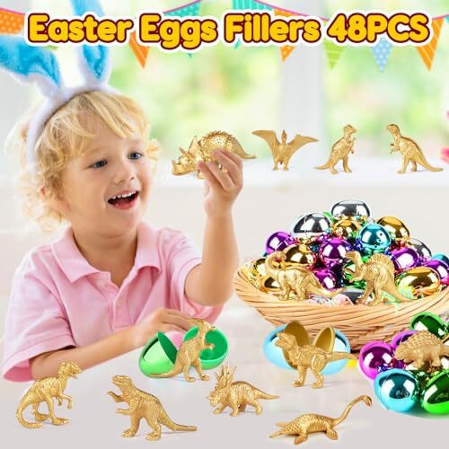 Gold Mini Dinosaur Figures Toys 48PCS Party Favors Supplies Birthday Dino gold - Picture 3 of 7