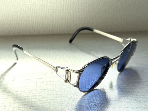 Jean Paul Gaultier 56-5105, Vintage 90s silver round steampunk sunglasses w/Case - Picture 2 of 10