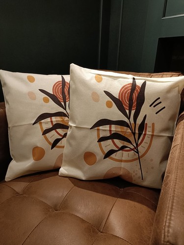 Abstract Linen Blend 45x45cm New Set Of 2 Cushion Covers - Picture 3 of 8