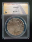 1923 SAN FRANCISCO PEACE U.S. SILVER DOLLAR SLABBED ANACS MS62 COIN