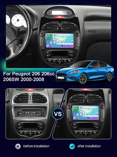 For PEUGEOT 206 206CC 206SW 2000-2008 CarPlay Car Radio GPS Stereo Player Screen - Picture 16 of 32