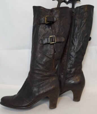 Gabor braune kniehohe Damenstiefel aus Leder mit Absatz Größe 4 UK Damen 