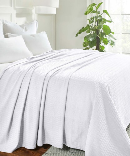 100% Cotton Modern Geometric Diamond Weave Solid All Season Blanket Bed Throw - Picture 152 of 172