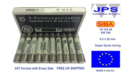 SIBA 70 125 40 FF12.5A Fuse Very QuickActing 12.5A type 195100 JPSF111 x1/2/5/10 - Picture 1 of 18