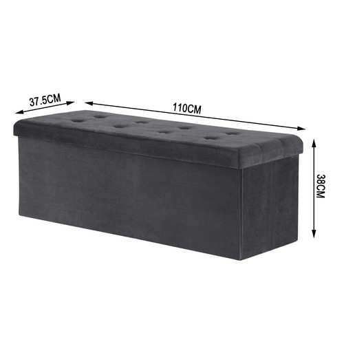 Sitzhocker Stauraum Sitzbank faltbar Truhen Aufbewahrungsbox Samt XXL110cm #73gr - Bild 2 von 7