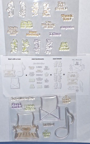Diamond Press Typewriter Music Note Letter Clear Stamp Set Assorted Sayings 26pc - Picture 4 of 7