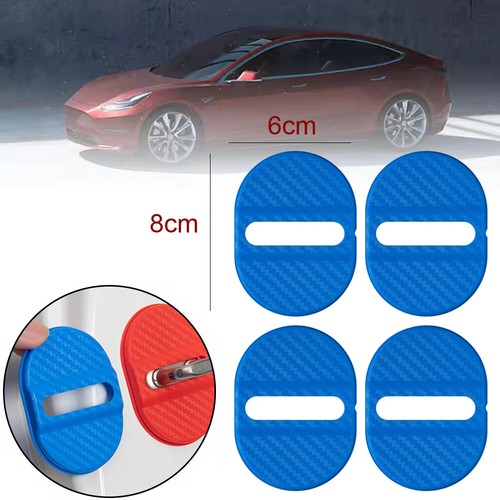 4Pcs Carbon Fibre Car Door Lock Protective Cover Anti Rust Trims Accessories - Foto 9 di 15