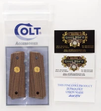 Colt Series 70 1911 Factory Original, Checkered Wood Grips. Gold Medallions. New