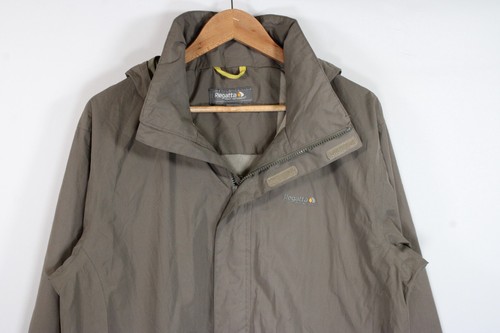 Chaqueta impermeable con capucha Regatta para hombre grande marrón forrada cremallera completa bolsillo interior - Imagen 2 de 13