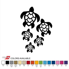 Family of 5 Turtles Die Cut Permanent Sticker Vinyl Decal 5.5" CHOOSE COLOR