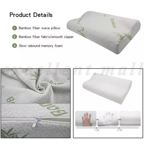 Luxury Soft Contour Bamboo Pillows Cushion Memory Foam Fabric Hypoallergenic AU - Picture 3 of 12