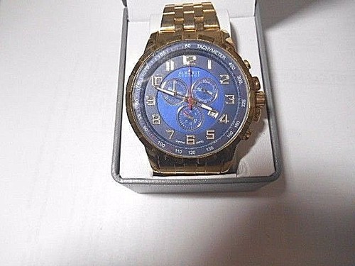 August Steiner Men's AS8118YG GOLD TONE Stainless Steel CHRONO Watch WITH BOX - Picture 4 of 12
