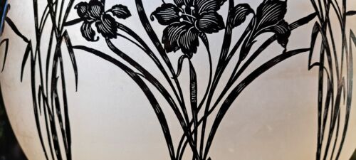 Vintage Glass Elegant 9.5" Vase National Silver Deposit Co Sterling Iris - Picture 2 of 9