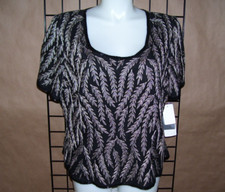 Papell Boutique Black/Bronze Beaded Evening Top, Plus sz 3X