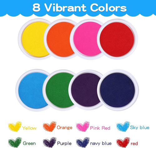 Craft Large Ink Pad Stamps Partner Diy Color,8 Colors Rainbow Finger Ink Pad for - Picture 3 of 12