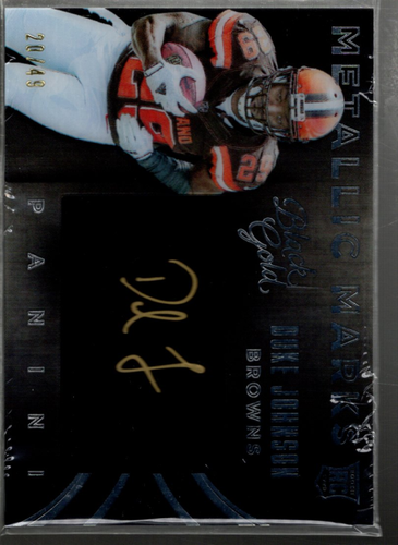 B4813- 2015 Panini Black Metallic Marks White Gold #MMDU Duke Johnson Auto /49 - Picture 1 of 2