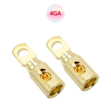 2PC 4 Gauge 3/8  Hole Pure Copper Gold Plated Battery Terminal Connecter for Car