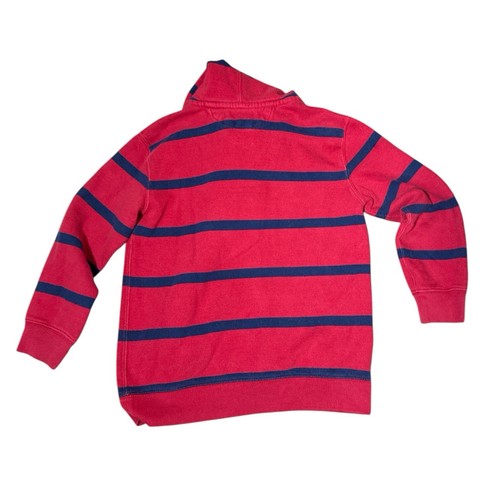 POLO RALPH LAUREN Boys Sz 6 Red Henley Hooded Sweatshirt Blue Stripe - Picture 6 of 6