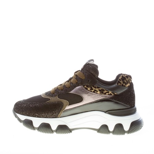 HOGAN women shoes Hyperactive sneaker black laminated suede and fabric animalier - Picture 5 of 7