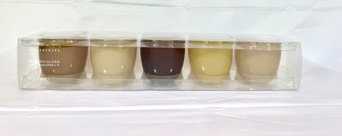 Pottery Barn Neutral Modern Glass Votive Candleholder Set of 5 - Picture 3 of 5