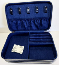 Jewelry Case Zip-up Organizer Portable Blue Iridescent 8 x 5 x 3