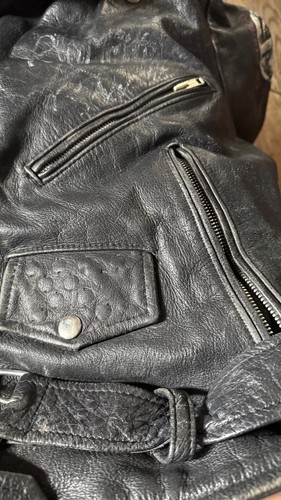 Vintage Punk Leather Jacket, Medium, hand painted band logos. - Picture 13 of 16