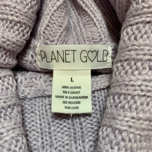 Planet Gold Womens Pullover Sweater Purple Cable Knit Turtleneck Acrylic L New - Picture 4 of 6