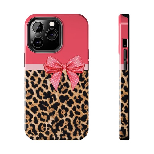Pink, Brown Leopard Print & Polka Dot Bow Tough Phone Case Iphone Samsung Galaxy - Picture 47 of 108