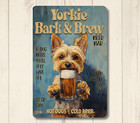 Yorkie Beer Bar Sign Bark & Brew pub man cave Yorkshire Terrier dog funny metal
