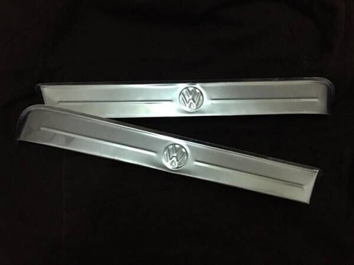 20" Window Vent Shades VW Logo T1 BUG BEETLE Stainless Steel PAIR 2pcs 1950-1964 - Picture 6 of 14