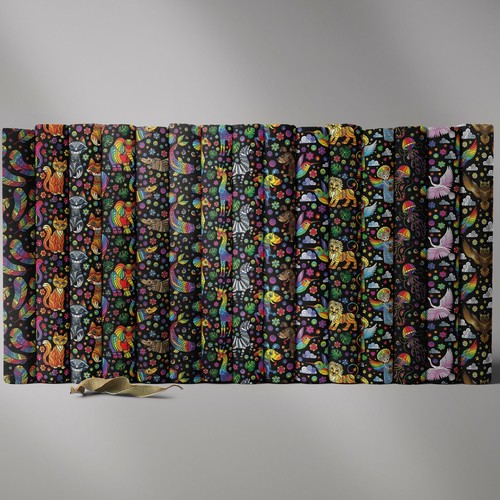 100 % Baumwolle Mosaik Kunst Tiere bedruckt Kinder Kinder Handwerk Kleid Nähen Stoff | FQ - Bild 1 von 61