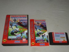 BOXED SEGA GENESIS VIDEO GAME TRIPLE SCORE HANG ON SOCCER COLUMNS COMPLETE CIB 