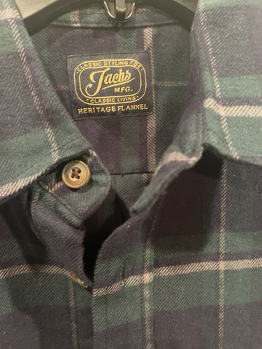 Jacks MFG Men’s XL Long Sleeve Heritage Flannel Shirt Button Up Blue Green Plaid - Picture 2 of 11