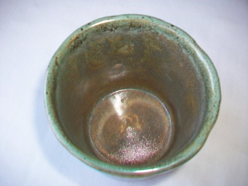 VINTAGE ZANESVILLE HOMESPUN SMALL PLANTER BLUE GREEN 3 3/4" HTF - Picture 4 of 5
