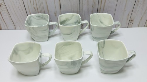 Juego completo de 12 tazas de té de porcelana Malacasa gris/blanco jaspeado + 6 platillos - Imagen 17 de 22