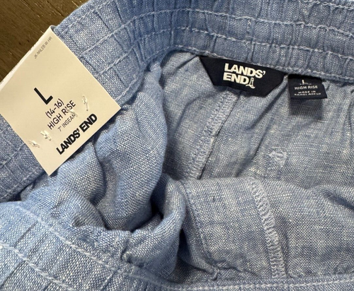 NEW Lands End Women's Shorts Size Large 100% Linen High Rise 7" Drawstring - Picture 3 of 3