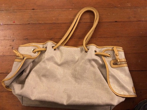 Stewart Weitzman Shoulder Bag Beige Gold With Leat