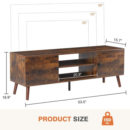 55" 60" TV Stand Mid Century Modern TV Stand Entertainment Center Media Console - Picture 3 of 21