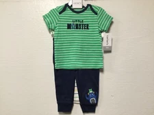 Carers Baby Boy 3 Piece Set Size 3 Months Shirt Pants Snap Crotch Top New 113