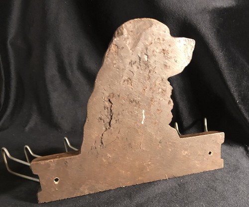 Vintage Syroco OrnaHolz Spaniel Hund Bindegürtel Schal Wandregal ~ Leinenaufhänger - Bild 3 von 5