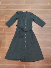 Mango MNG Dress Midi, Long Sleeve Size 2 Xs Dark Gray