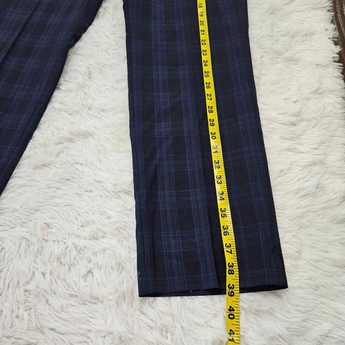 Michael Kors Men's sZ 34X30 Blue Tartan Plaid Wool Blend Office Trouser Pants - Picture 10 of 11