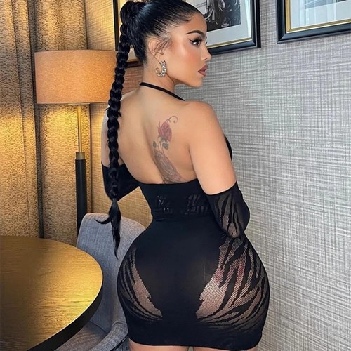 Abito corto a rete lingerie sexy da donna gonna avvolgente babydoll pigiama - Foto 4 di 25
