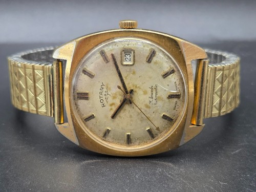 ROTARY Mens Automatic Watch 21 Jewels Gold Plated Swiss Made c.1960's Patina - Picture 15 of 22