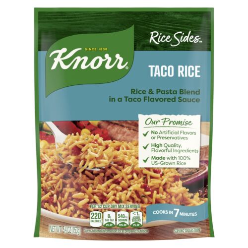 Knorr Rice Sides Taco Rice For a Tasty Rice Side Dish No Artificial Flavors o...